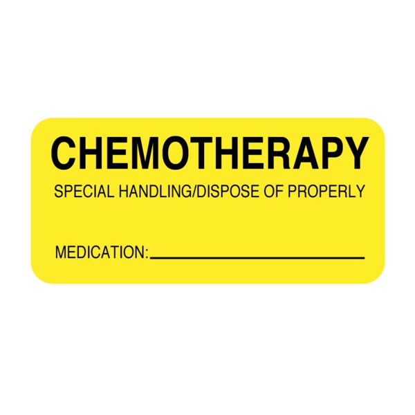 Nevs Label, Chemotherapy Special Handling 15/16" x 2" Yellow w/Black P-6258 - main